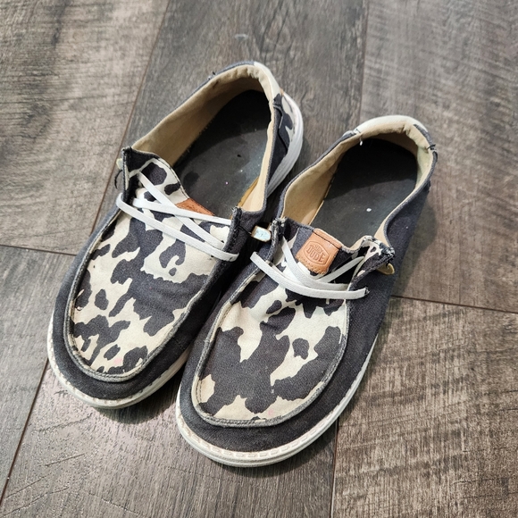 Hey Dude Cow Print Wendy Sneakers - Picture 1 of 7